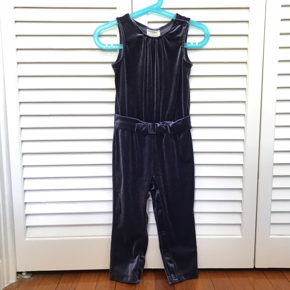 OshKosh Girls Navy Blue Velour Jumpsuit